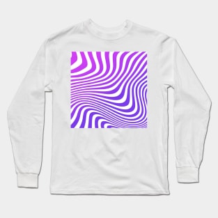 Navy Purple Abstract Strips Long Sleeve T-Shirt